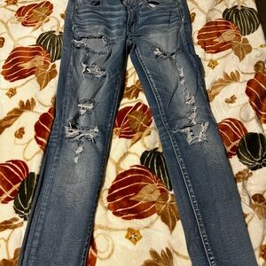 American Eagle Outfitters Ripped Blue Skinny Jeans